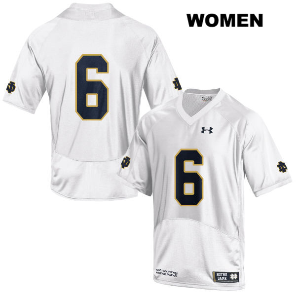 Women's NCAA Notre Dame Fighting Irish #6 Tony Jones Jr. Stitched College Under Armour Authentic White No Name Football Jersey DB10R81CT